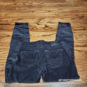True religion charcoal gray velvet Pants size 25